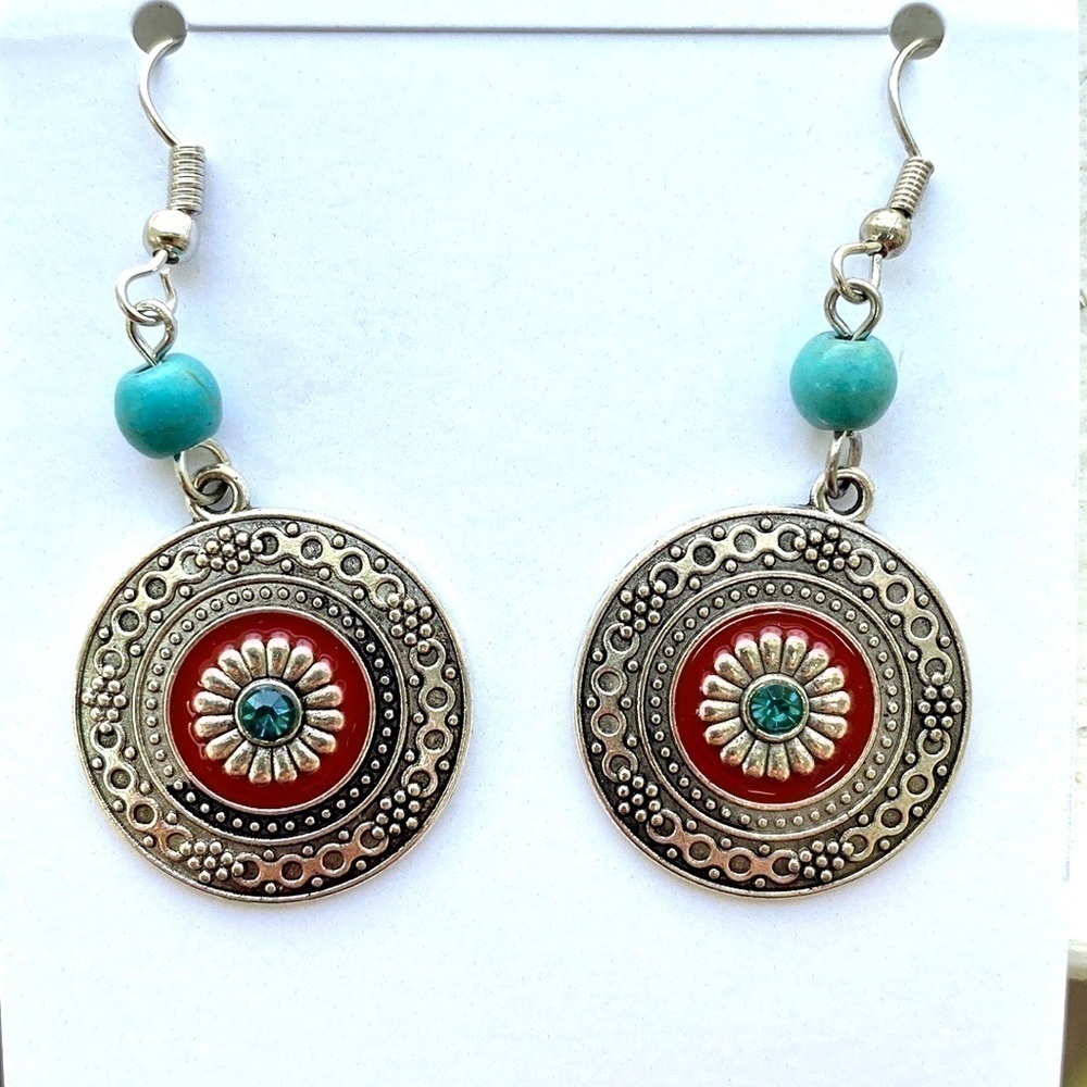 NEW Boutique Silver Drop Western Boho Style Earrings - Picture 2 of 12